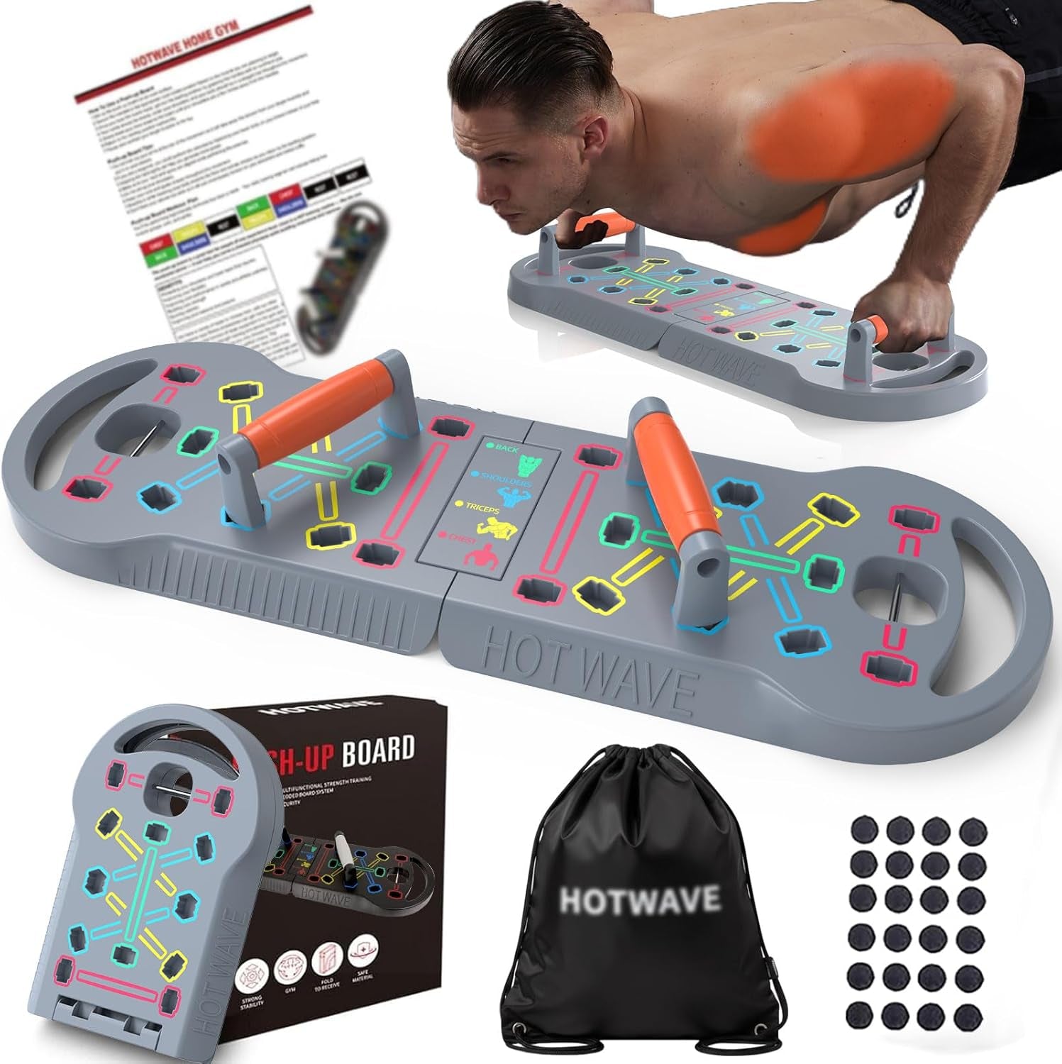 Push up Board, Portable Pushup Board, Foldable 20 in 1 Push up Bar 